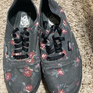 Black Floral Low Top Vans